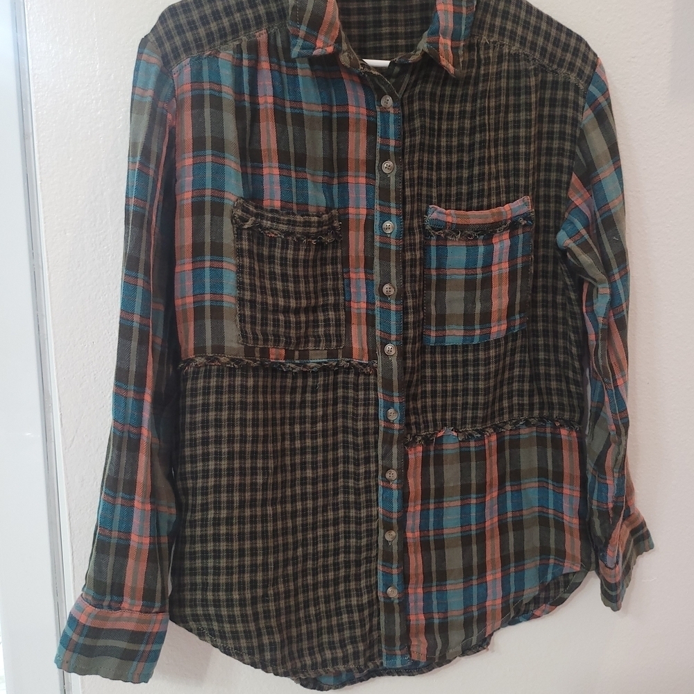 Pilcro By Anthropologie  Women's Multicolor Plaid Button-Down Shirt Size Xs - Picture 2 of 8